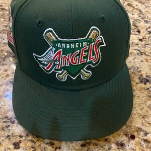 New Era Anaheim Angels Dark Green Baseball Cap with Red and Gold Logo